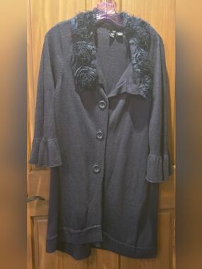 Nick & Mo Funky Navy Knit Sweater with Decorative Bow